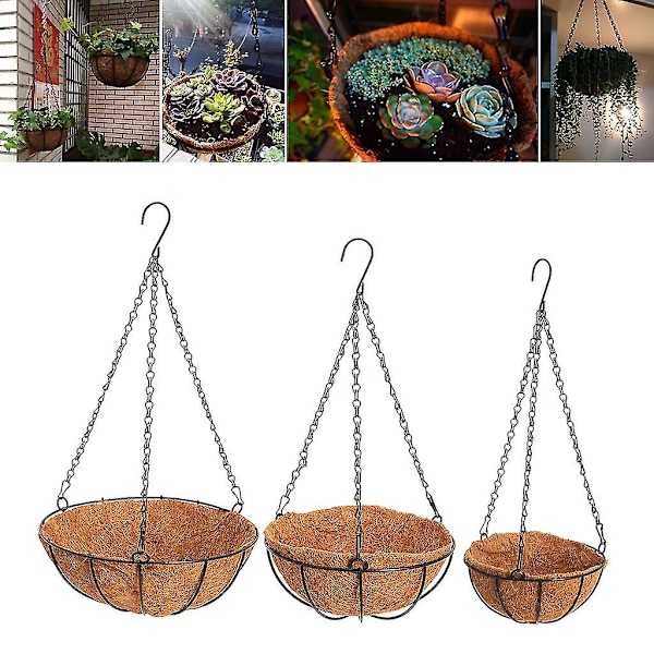 Hängande kokosnöt grönsak blomma kruka korg liners planter trädgård dekor järn konst