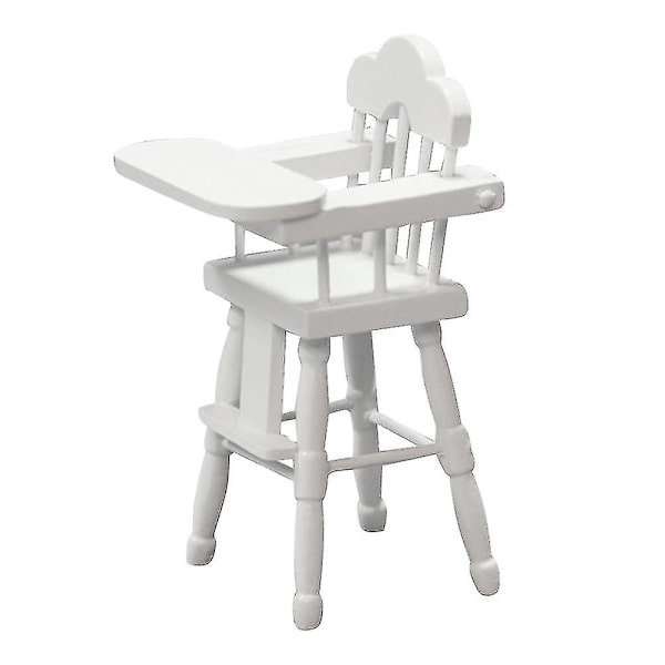 Hög stol Småbarn Mini Hus Prydnad Småbarn Matstol Gjutform Trä Hög Stol Figur Baby Matning Hög Stol Leksak