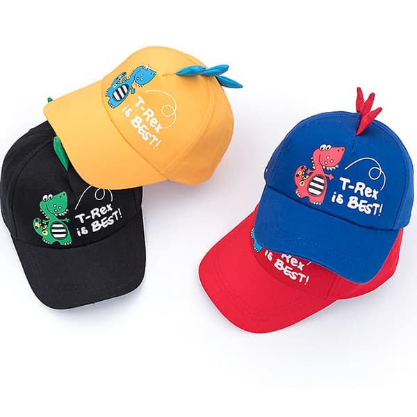 Barne Dinosaur Baseball Cap for gutter og jenter, justerbar Black