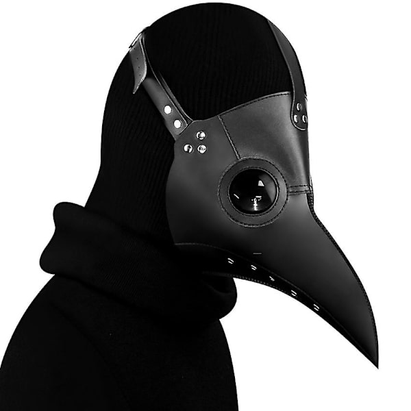 Peste doktormaske i sort læder til Halloween, Steampunk, PU-karneval, cosplay, voksne, De Peste, voksen, Grim Reaper
