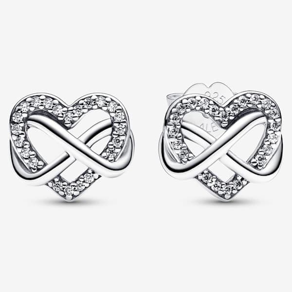 Pandora Sterling Sølv Sparkling Infinity Heart Øreringe 292667C01, Inkluderer Originalæske