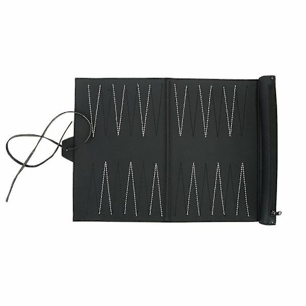 Hopfällbar PU-läder schackbräda Backgammon spel bärbar reseschackbräda pusselspel presenter för barn och vuxna svart