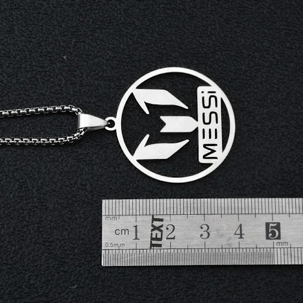 HNSP Lionel Messi Hänge i rostfritt stål Halsband Herr Kedja Krage Tillbehör Smycken Fotboll Fotboll Stjärna Present Bra Kvalitet 60CM Cuban Chain