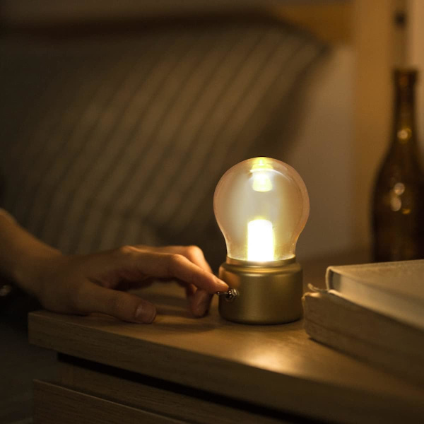 Nattbordslampe USB-lading Dekorasjon Bærbar Skrivebordslampe Soverom Stue LED Nattbordslampe (Gull)