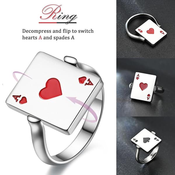 Fidgetringe til kvinder og mænd Vendbar Spar Es Spillekort Ring Deep Sapphire