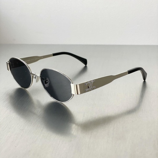 Fasjonable retro Arc De Triomphe-solbriller for kvinner Silver Black