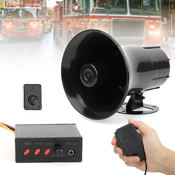12V Polis Siren Högtalare 3 Toner Ljudvolym Justering Fordon Horn Med Mikrofon Högtalare Nöd Elektronisk Pa System