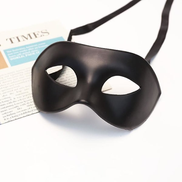 2* Herremaske Sort Mat Klassisk Stil Venetiansk Maske, Maskerade, Burlesque Boldfest (sort One Size)