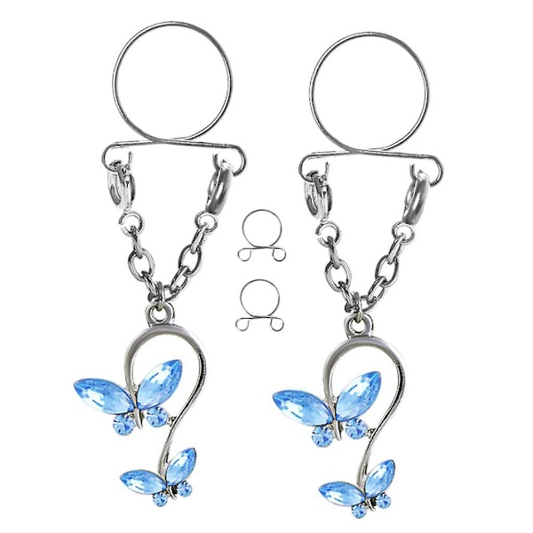 8xbutterfly Nippelring Justerbar Nippelklämmor Kroppssmycken Ljusblå