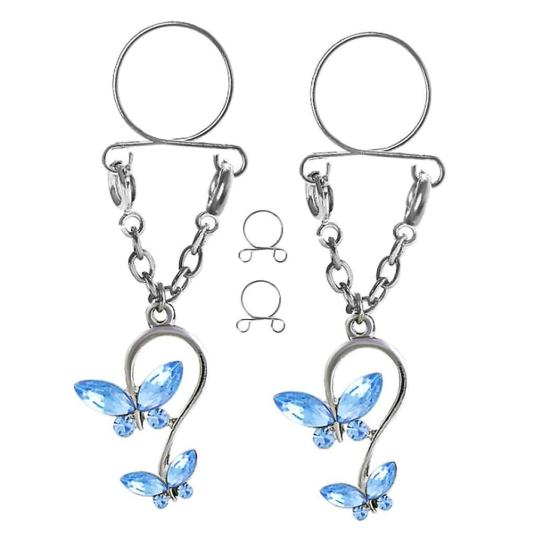8xbutterfly Nippelring Justerbar Nippelklemmer Kroppssmykker Lyseblå