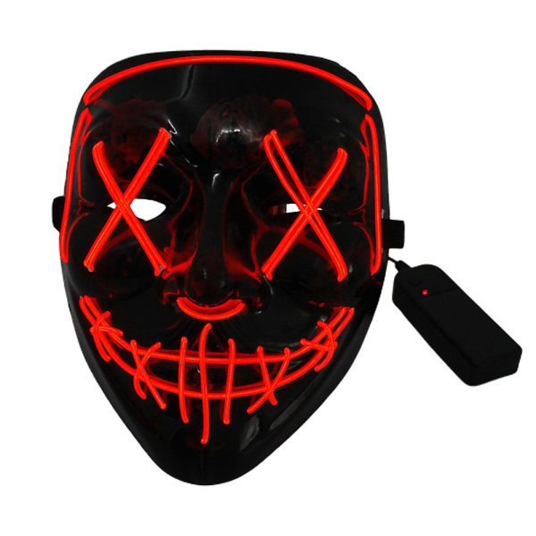 Led Glowing Neon Maske Halloween Skummel Sting Cosplay Horror Maske Lys Opp Maskerade Karneval Fest Rekvisita Red