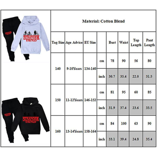 9-14 år Stranger Things träningsset sporttröja + joggingbyxor set Blue 13-14  Years