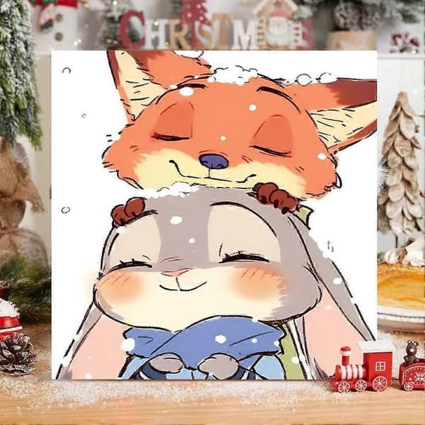 Zootopia DIY Mal efter tal-sæt Judy Hopps Nick Wilde Fan Art 20x20cm 3