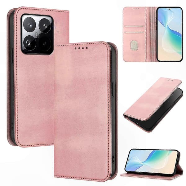 Retro Textur Läder Plånboksfodral för 15T Telefonfodral Pink