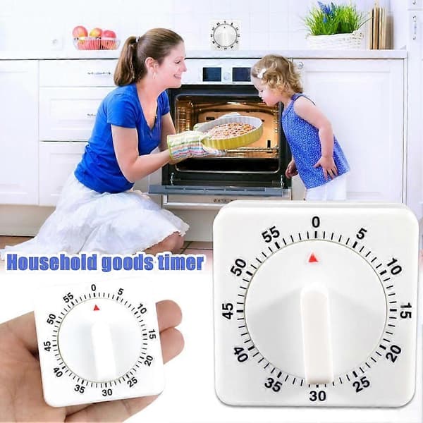 Stor Kjøkkentimer 60 minutter Nedtelling Matlaging Baking Høy Alarm Mekanisk