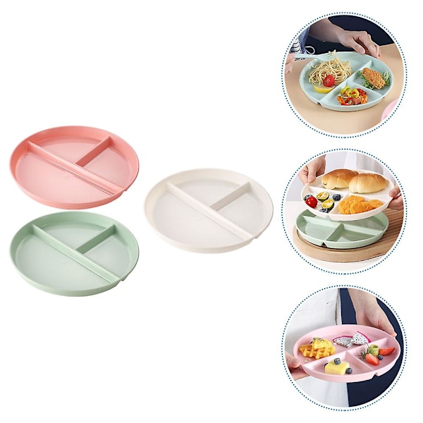 3-pack Portionskontrolltallrikar Tre-delade Fruktmattallrikar Delade Middagstallrikar För Diet