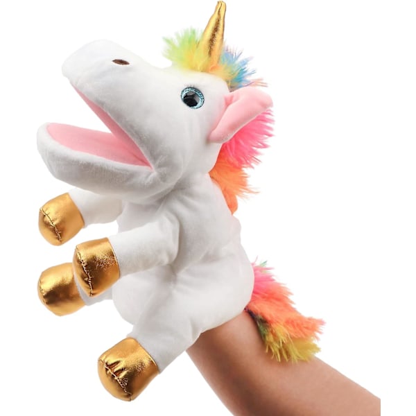 Plush-hevosen käsiukkeli liikkuvalla suulla mielikuvitukselliseen leikkiin, roolileikkiin, interaktiivinen lelu tarinankerrontaan, nukketeatteriin, syntymäpäiville