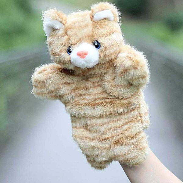 Tabby Katt Handdockor Kitty Mjukdjur Leksaker Dockor B