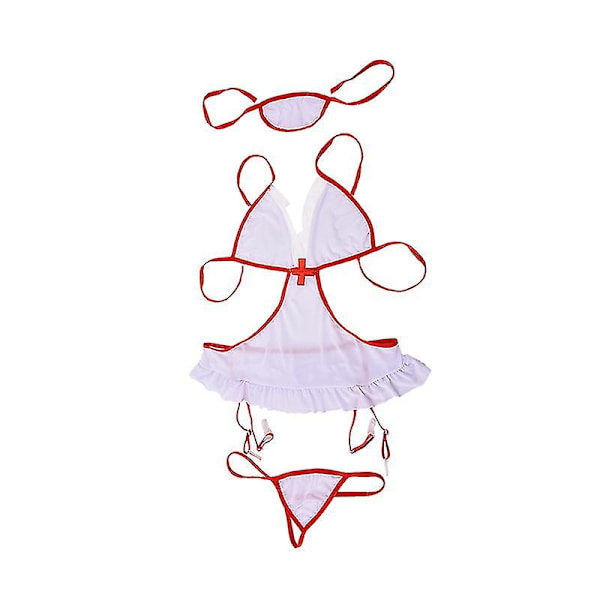 Kvindelig sygeplejerskeuniform Kostume Lingerie Fancy Hfmqv