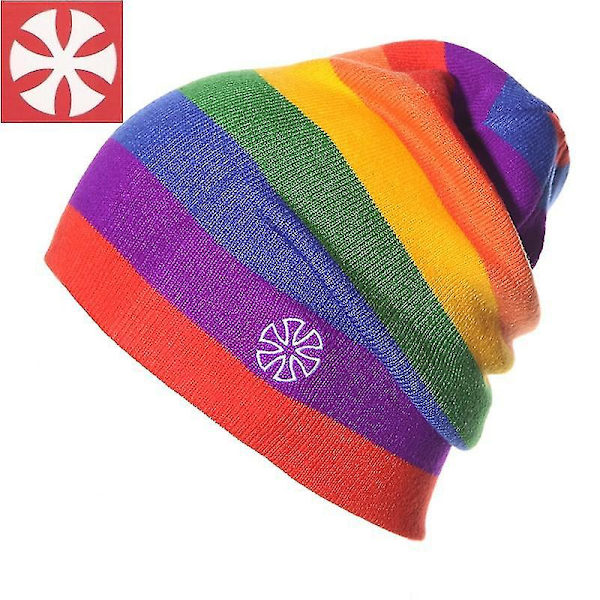 Utendørs Regnbue Ski Beanie Hatt Regnbue Vinter Skid Hatt Varm Skull Cap For Herr Dame 1st