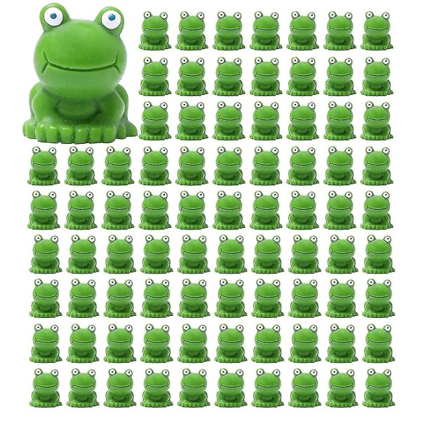 Mini Frogs 100 Pack, Mini Frog Garden Decor, Vihreät sammakkohahmot, Mini Frogs Hartsihahmot, Mini Frogs Figuurit green