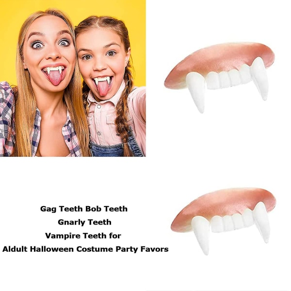 12 stykker knebletænder, Bob-tænder, Googly-tænder, falske tænder, vampyrprotese-tænder, sjove skøre kunstige tænder til halloween-kostumefestfavoritter