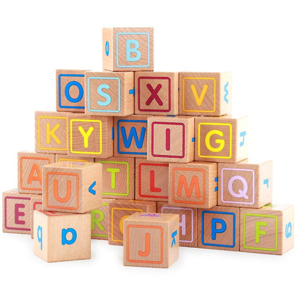 26st trä Abc Engelska alfabetet Block Barns tidig utbildning Block Leksaker Baby Trä Byggklossar Set Present