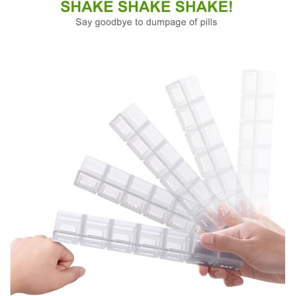 Extra Large Weekly Pill Organizer, Daily Pillbox (White)