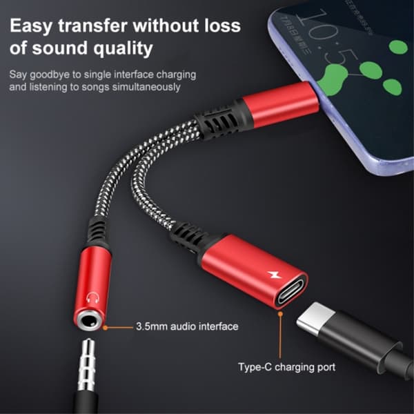 60W PD 2-i-1 USB-C til USB-C/AUX-hunnadapter Sølv size 25