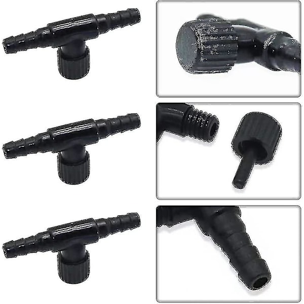 Akvarium Kontrollventiler Luftpumpe Enveisventiler Plast Luftstrømskontrollregulatorer for Fisketank (20 stk, Svart) Wyelv