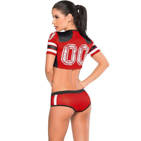 Cheerleading uniform til kvinders sexet fodbold kortærmet skjortesæt sceneuniform cosplay del red