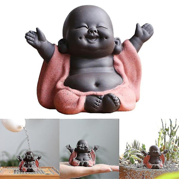 Latter Buddha Statue Lille Munk Figur Figur Hjemmekontor Ornamenter Dekorasjon Gave