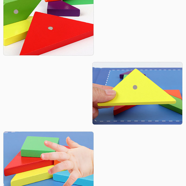Lasten puinen magneettinen Tangram-palapeli Matkapeli Opetuskirja Lasten lelut