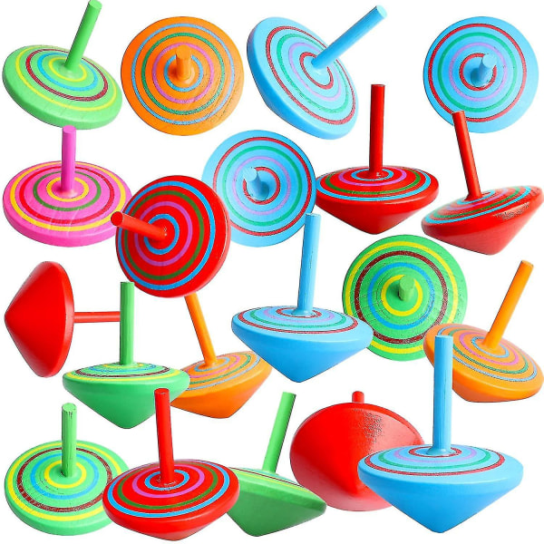 Puinen Spinning Top 3 kpl värikäs puulelu käsintehty maalattu gyroskooppi lasten opetuslelut satunnainen väri