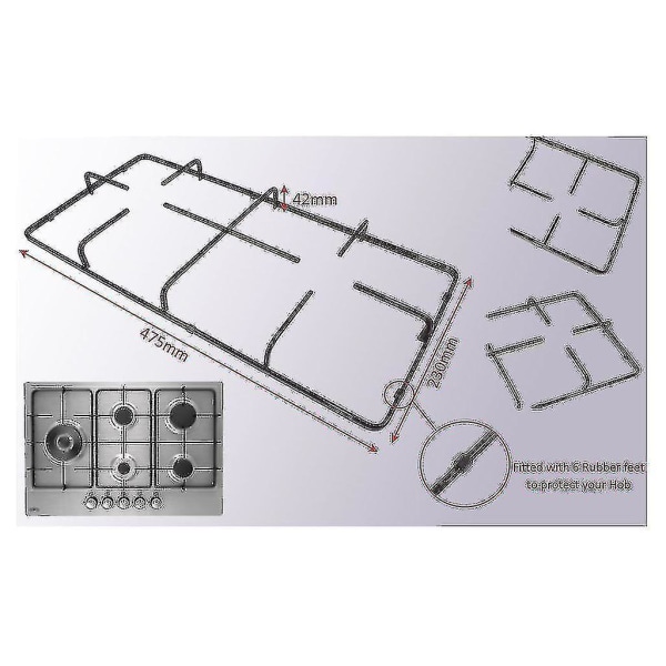 Kogeplade Gas Kogeplade Pan Support Stativ 230mm X 475mm Pakke Med 2