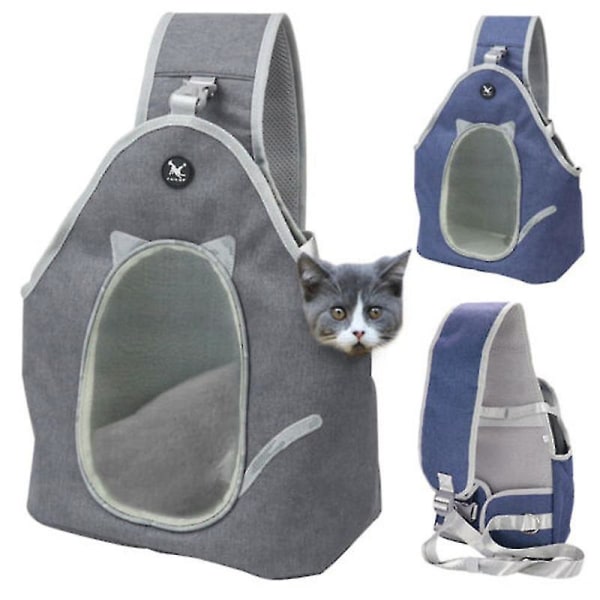 Bærbar kattebæretaske åndbar hvalpe-kæledyrsholdertasker GREY M
