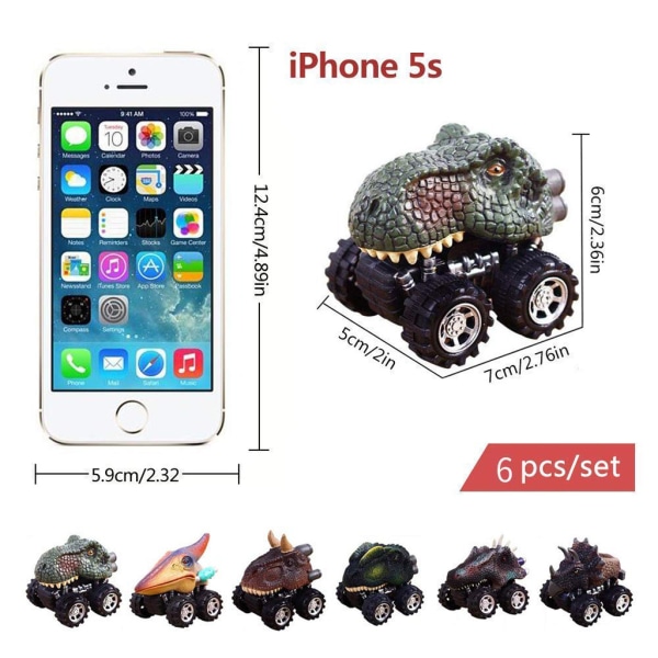 6PC Children's Day Gift Toy Dinosaur Model Mini Toy Car Back Of The Car Gift