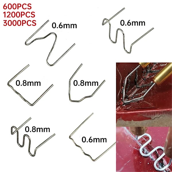 Varme hæfteklammer til reparation af plastsvejsere Varmsvejsning 0,6 mm/0,8 mm 600pcs 2 SIZE