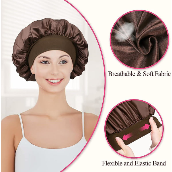 2-pack Satin Natthuva, Satin Natthuva, Siden Natthuva Natthuva för Kvinnor (Svart, Kaffe)