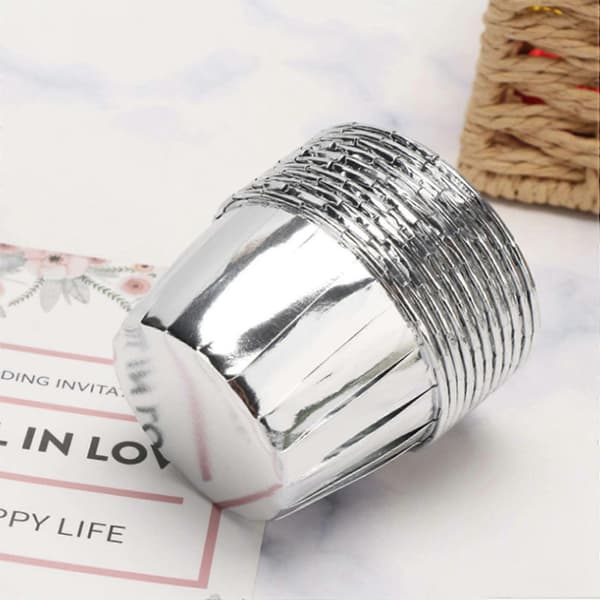 250 stk. aluminiumsfolie cupcakeforme engangs muffinforme bageforme aluminium cupcake tip pande ramekinholdere sølv Silver