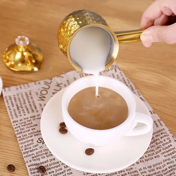 Tyrkisk kaffekanne i rustfritt stål med langt håndtak Cezve kaffekanne Melkesmør smeltekanne 600 gull