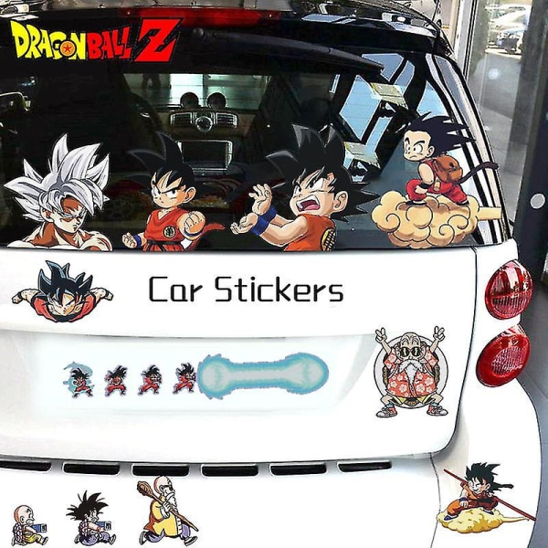 Dragon Ball Car Sticker Kawaii Anime Figur Son Goku Vegeta Saiyan Auto Rude Klistermærker Bagrude Klistermærker Decor Car Sticker-xh