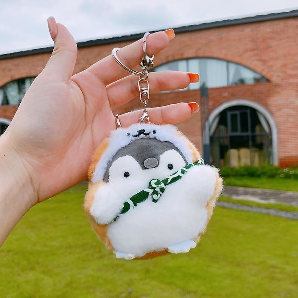 Wabjtam Valentine plys nøgleringe Kawaii nøglering små udstoppede dyr, corgi pingvin, søde nøgleringe til rygsække, kawaii dyr. (gul-corgi Peng