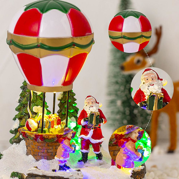Jul Glødende Musik Snehus Varmluftsballon Julegavedekoration Julepynt