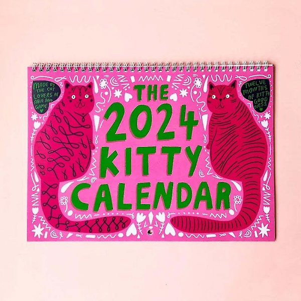 2024 Kalender, 2024 Kitty Kalender, Katt Väggkalender 2024, 12 Månaders Katt Kalender Gåvor För Kattälskare 2Pcs