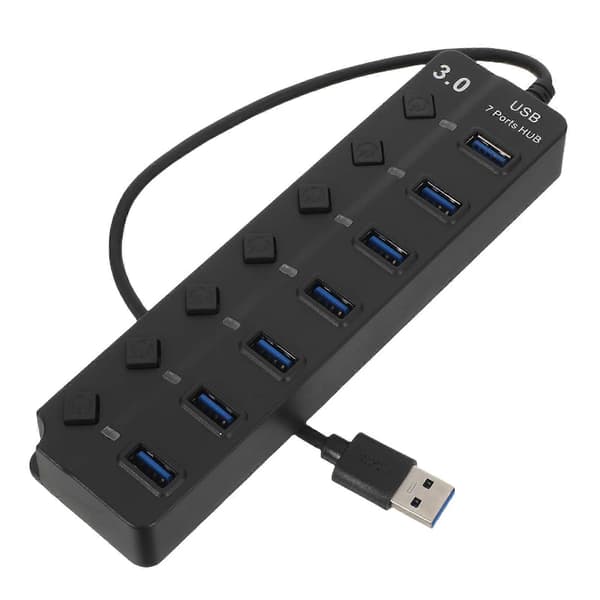 USB-hub med flere USB-porte 7-ports USB-splitteradapter til bærbar computer