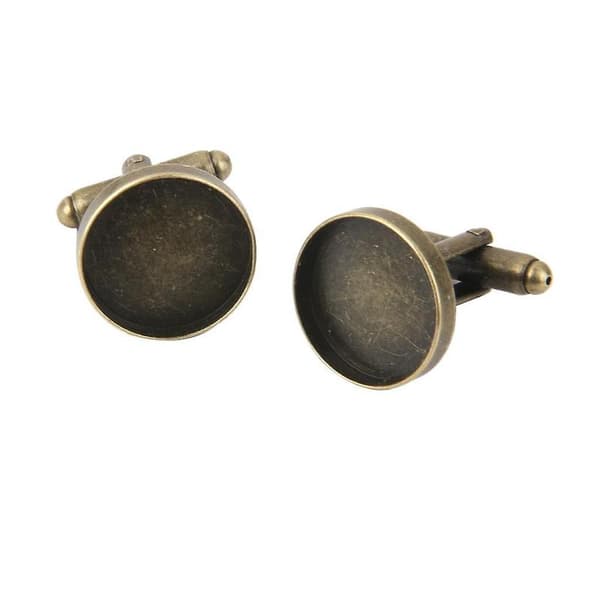 10 stk. 16 mm runde blanke indstillinger Base Pad Manchetknapper Antik Bronze