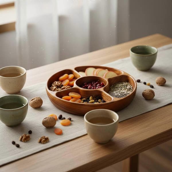 Båtformad serveringsfat i japansk stil, serveringsbricka i trä med elegant form Plum Blossom Plate
