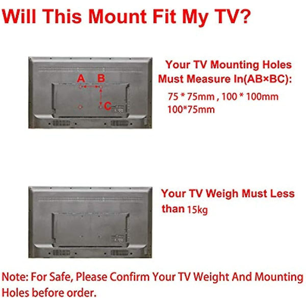 Tv Wall Mount Articulating Computer Monitor Heavy-duty Bracket Fixed For 14-inch To 24-inch Led Oled Lcd Flat Screen Plasma Tvs