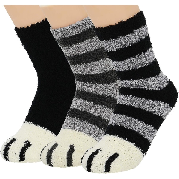 3 par Dame Fuzzy Socks Varme Slipper Socks Vinter Fluffy Socks Hygge Fuzzy Socks Atletiske Fleece Sokker Søde Crew Sokker
